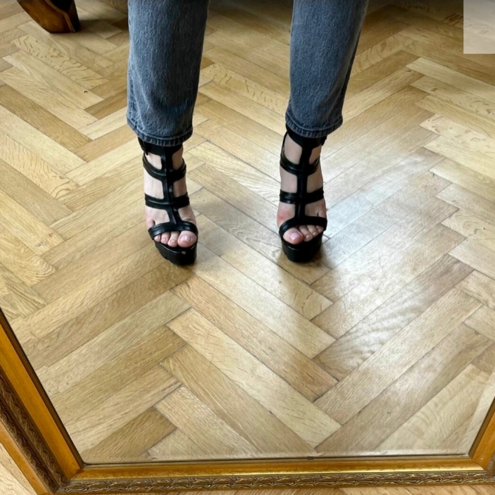 VIC MATIE Leather High Heeled Grip Fast Sole Platform Sandals Shoes - Sz EU 39 - Picture 13 of 16